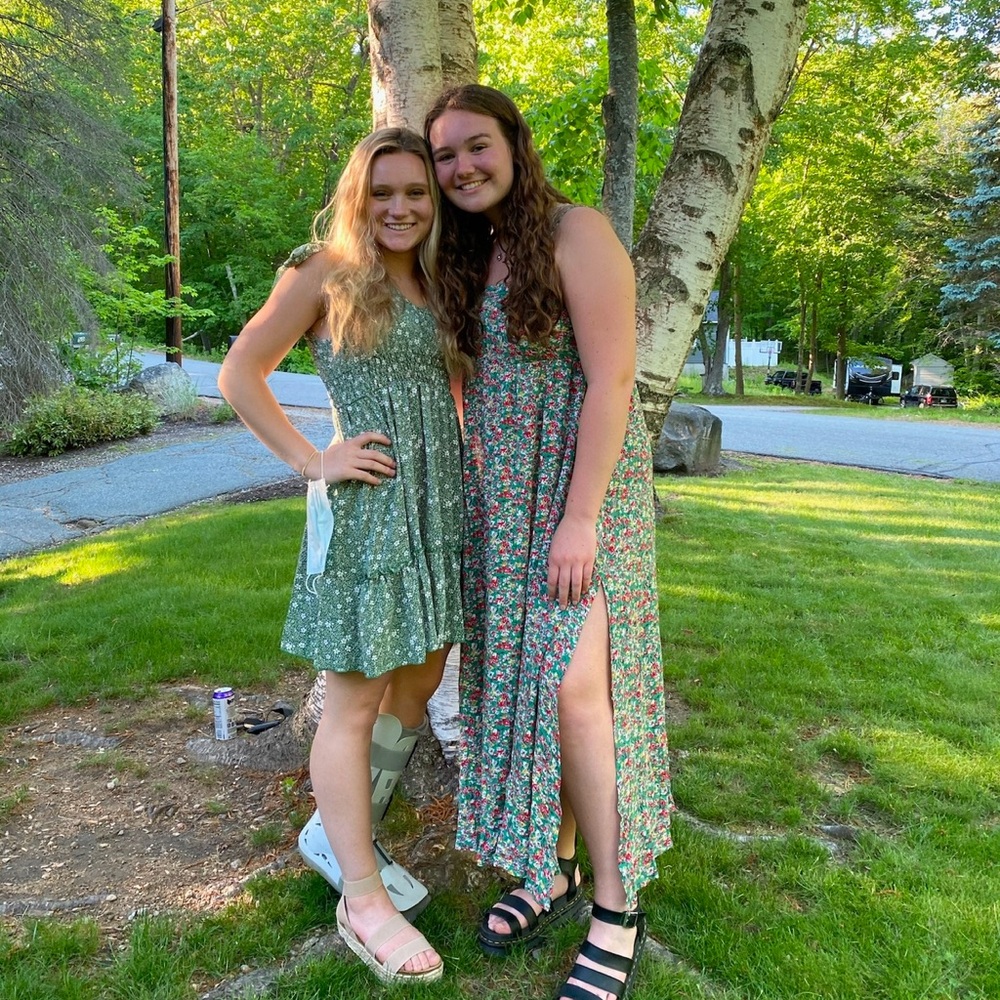 Natural life floral maxi dress with slit. Size M.